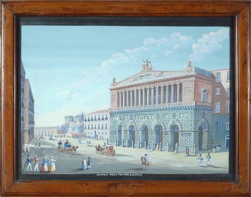 Anonimo, XIX Sec. - Veduta di Napoli - San Carlo