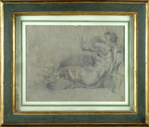 Anonimo, XVIII sec. : Nudo disteso  - Matita su carta - Asta Antiquariato - Galleria Pananti Casa d'Aste