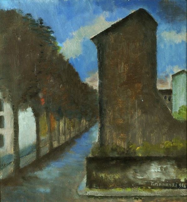 Nino Tirinnanzi - Scorcio di strada e case