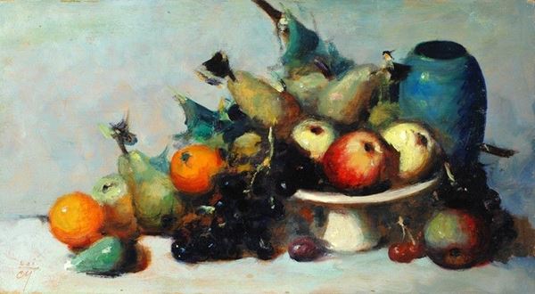 Corrado Michelozzi : Natura morta  - Olio su compensato - Asta AUTORI DEL XIX E XX SEC - II - Galleria Pananti Casa d'Aste