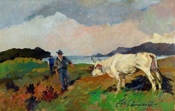 Carlo Domenici : Mucca sul mare  - Auction AUTORI DEL XIX E XX SEC - II - Galleria Pananti Casa d'Aste