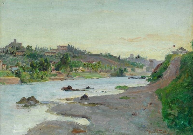 Angiolo Tommasi - Lungo L'arno nei Pressi di Bellariva