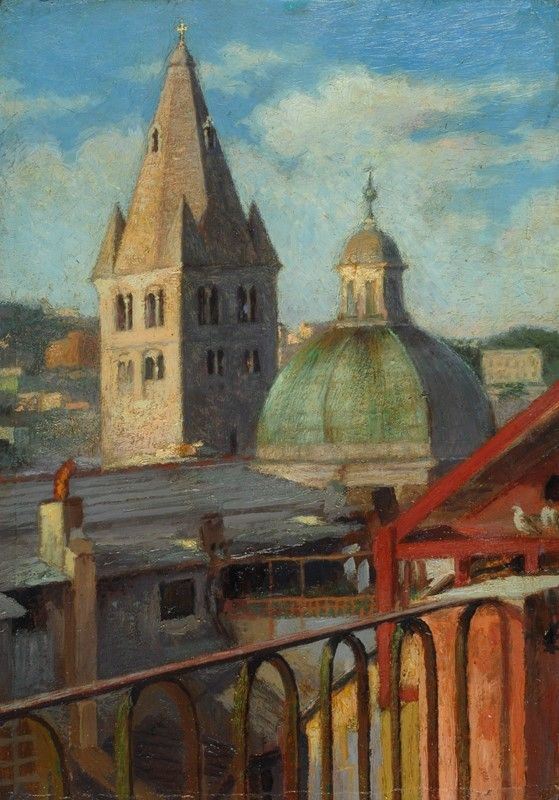 Giuseppe Pennasilico : Genova, Il campanile delle Vigne  - Auction AUTORI DEL XIX E XX SEC - II - Galleria Pananti Casa d'Aste