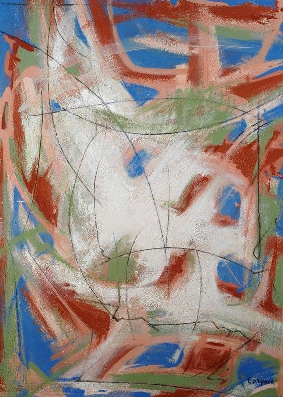 Antonio Corpora : Composizione   (1956)  - Olio, sabbia e graffiti su cartone - Asta Arte Moderna e Contemporanea - III - Galleria Pananti Casa d'Aste