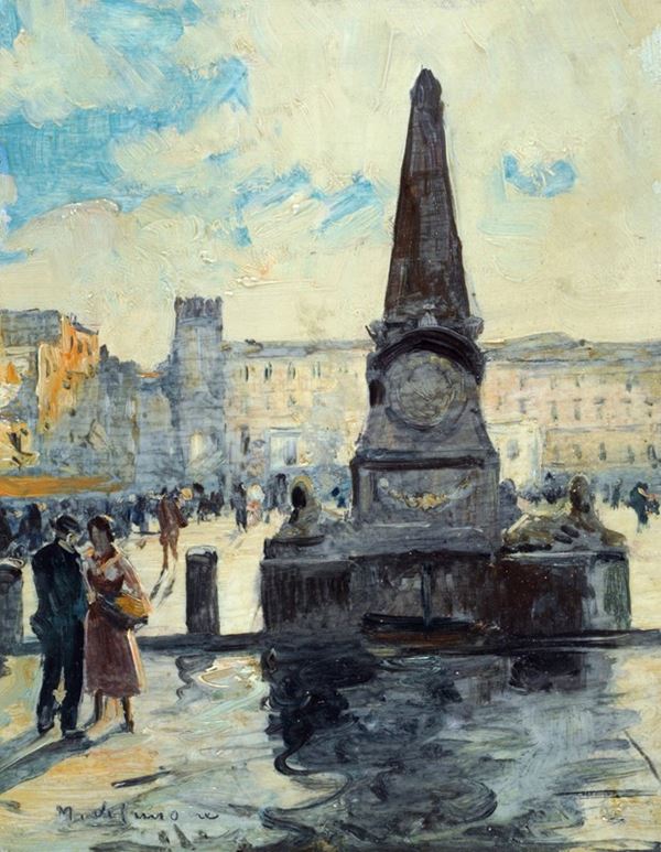 Michele De Simone - The obelisk in Piazza del Mercato