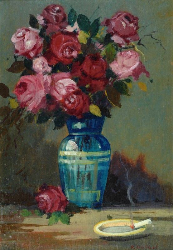 Renato Natali - Vaso con fiori e sigaretta