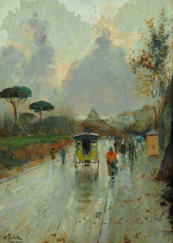 Attilio Pratella - Strada con figure 