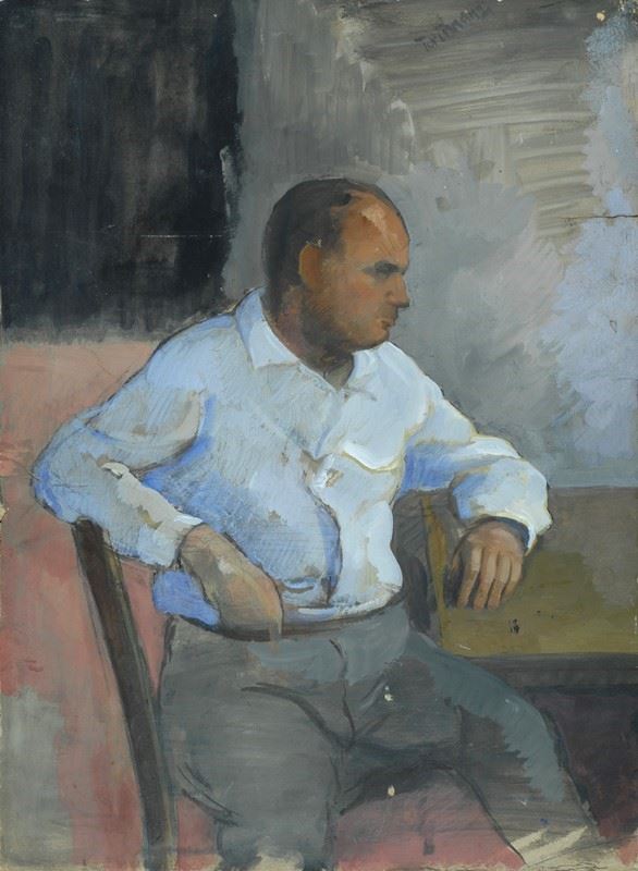 Nino Tirinnanzi : Portrait of George  - Mixed technique on cardboard - Auction MODERN  ART - TUSCANY AUTHORS - Galleria Pananti Casa d'Aste