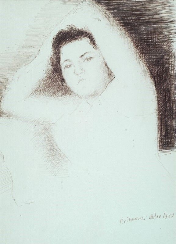 Nino Tirinnanzi : Donna  (1957)  - Inchiostro su carta - Asta Arte Moderna e Contemporanea - III - Galleria Pananti Casa d'Aste