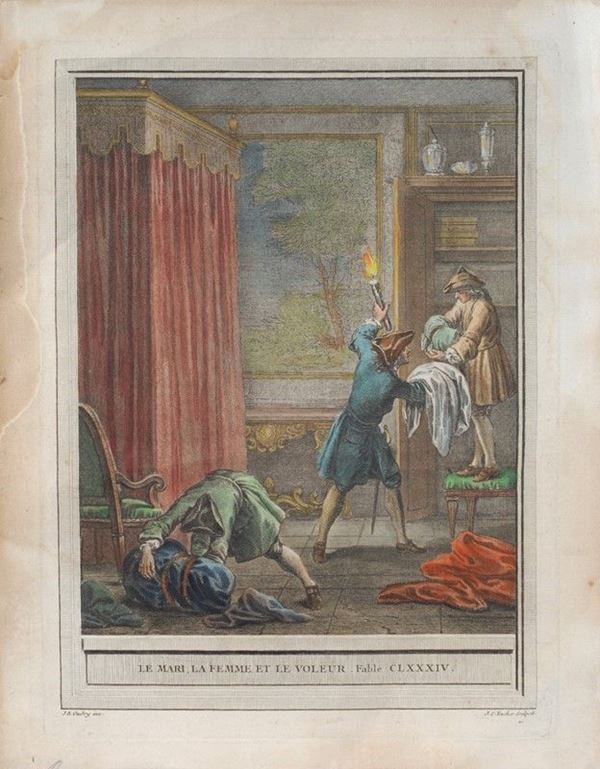 Le mari, la femme et le voleur (da una favola di Jean de La Fontaine)  - Asta ANTIQUARIATO - Galleria Pananti Casa d'Aste
