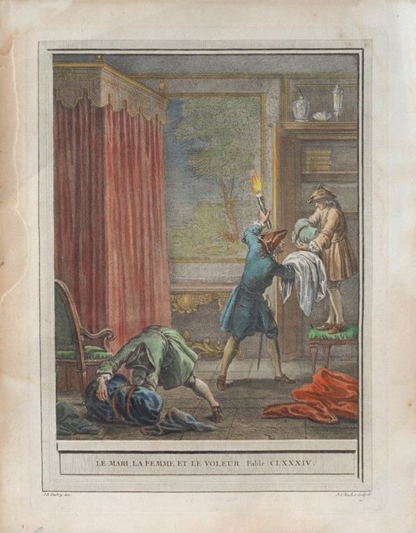 Le mari, la femme et le voleur (da una favola di Jean de La Fontaine)  - Asta Arredi, Oggettistica e Dipinti - Galleria Pananti Casa d'Aste