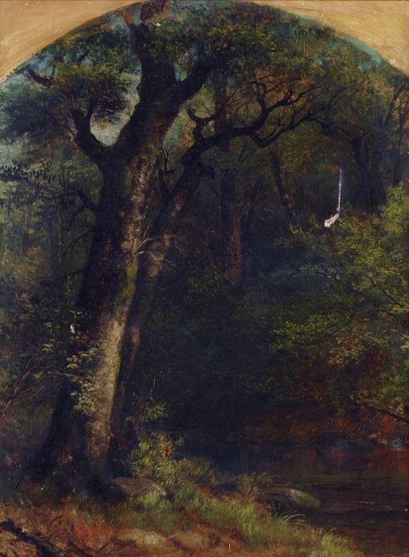 Anonimo, XIX sec. : Paesaggio con alberi  - Olio su tela - Asta AUTORI DEL XIX E XX SEC - Galleria Pananti Casa d'Aste