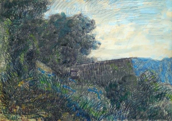 Umberto Vittorini : Landscape in Cereglio  (1963)  - Mixed media on paper on cardboard - Auction Authors of XIX and XX centuries - Galleria Pananti Casa d'Aste