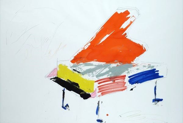 Giuseppe Chiari : Pianofortino  (1999)  - Tecnica mista su carta - Asta Arte Moderna e Contemporanea - III - Galleria Pananti Casa d'Aste