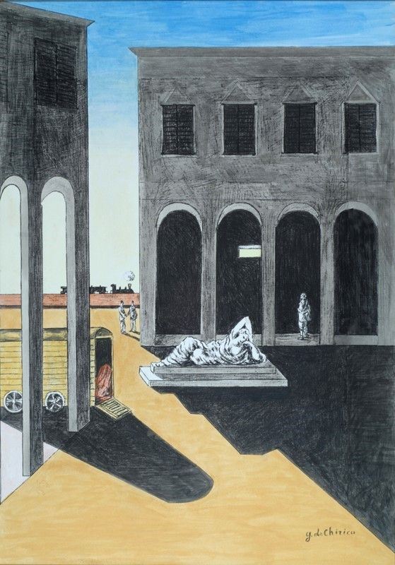 Giorgio de Chirico : Senza titolo  - Litografia ritoccata a mano - Asta Arte Moderna e Contemporanea - III - Galleria Pananti Casa d'Aste