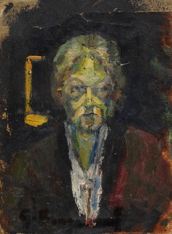 Guido Borgianni : Ritrattino  - Olio su cartone - Asta Arte Moderna e Contemporanea - Galleria Pananti Casa d'Aste