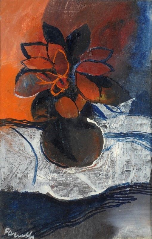 Fernando Farulli : Vase with flowers  - Oil painting on canvas - Auction Modern and Contemporary art - Galleria Pananti Casa d'Aste
