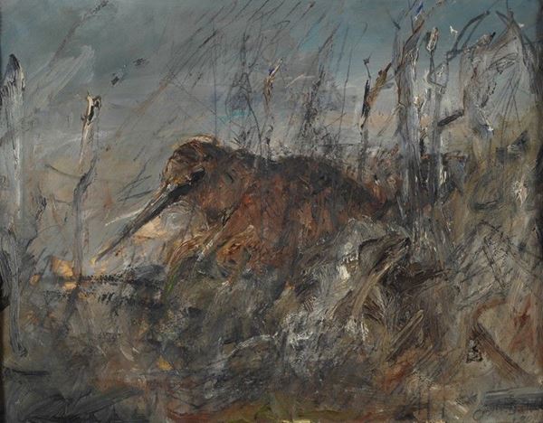 Folco Chiti Batelli : Woodcock  (1980)  - Oil on paper - Auction Modern and Contemporary art - Galleria Pananti Casa d'Aste