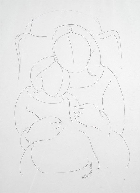 Giorgio Polikratys : Maternità  (1974)  - Puntasecca - Asta GRAFICA, MULTIPLI ED EDIZIONI - Galleria Pananti Casa d'Aste