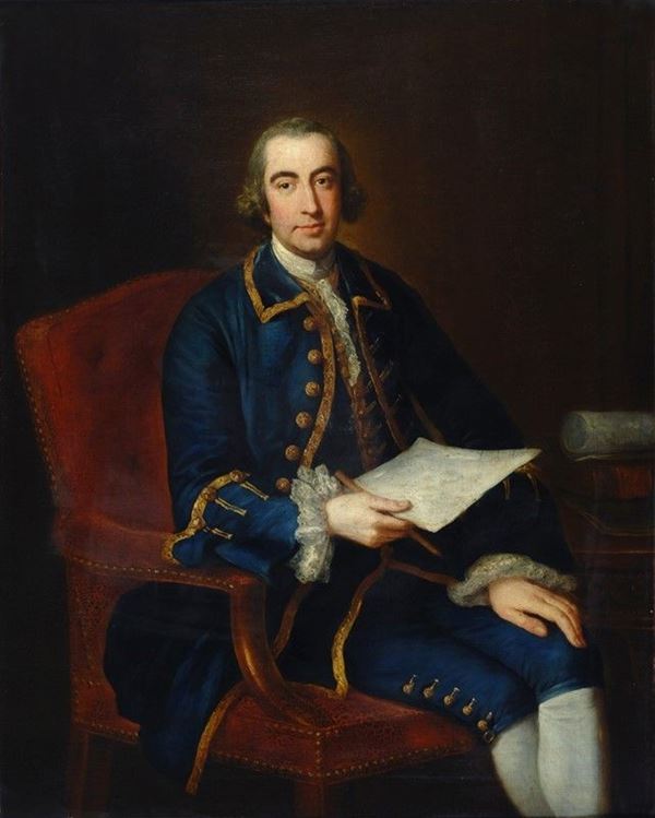 Cerchia di Pompeo Batoni : Ritratto di Gentiluomo  - Olio su tela - Asta ANTIQUARIATO - Galleria Pananti Casa d'Aste