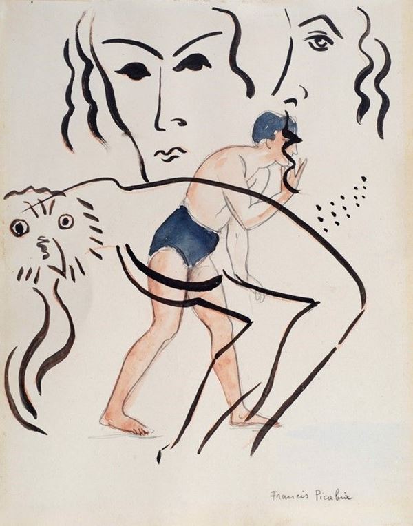 Francis Picabia : Le muse  - Tecnica mista su carta - Asta Arte Moderna e Contemporanea - III - Galleria Pananti Casa d'Aste