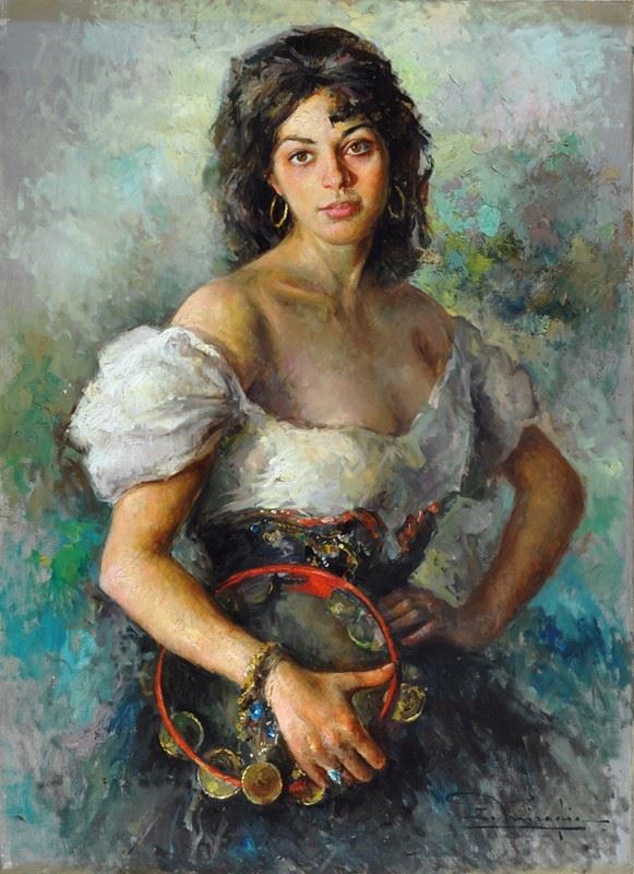 Ermogene Miraglia : Donna con cembalo   - Auction AUTORI DEL XIX E XX SEC - II - Galleria Pananti Casa d'Aste