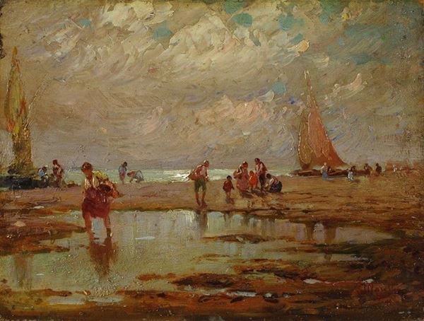 Anonimo, XIX sec.,Federico  Morello - Figure sulla spiaggia 