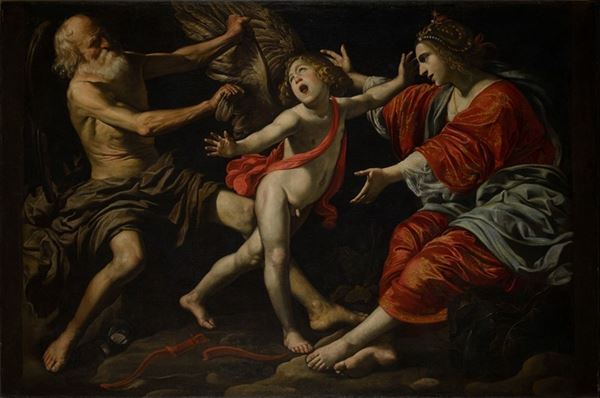 Rutilio Manetti : Il Tempo strappa le ali ad Amore  (1629)  - Olio su tela - Asta Antiquariato - Galleria Pananti Casa d'Aste