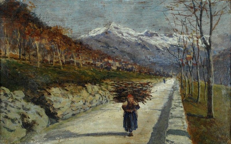 Scuola Lombarda, XIX Sec. - Paesaggio con Fascinaia