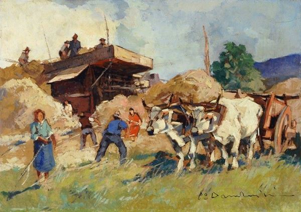 Carlo Domenici : Trebbiatura  - Auction AUTORI DEL XIX E XX SEC - II - Galleria Pananti Casa d'Aste