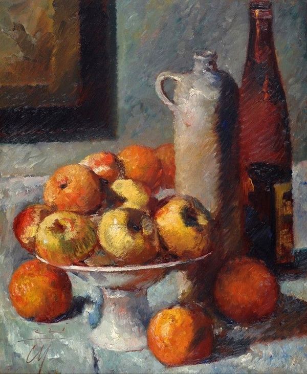 Corrado Michelozzi : Natura morta  - Olio su cartone - Asta AUTORI DEL XIX E XX SEC - II - Galleria Pananti Casa d'Aste