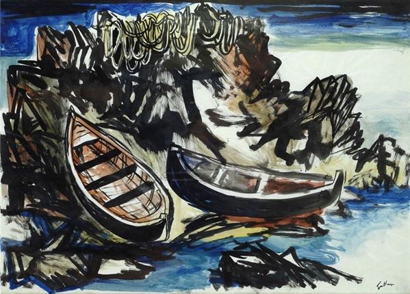 Renato Guttuso : Senza titolo  (1949)  - China e acquerello su carta - Asta Arte Moderna e Contemporanea - III - Galleria Pananti Casa d'Aste