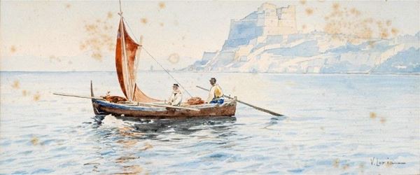 Vincenzo Loria : Pescatori a Castel dell&#39;Ovo  - Auction AUTORI DEL XIX E XX SEC - II - Galleria Pananti Casa d'Aste