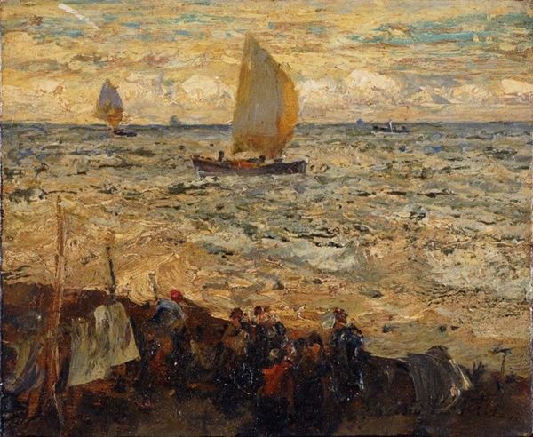 Fausto Pratella - Marina con figure