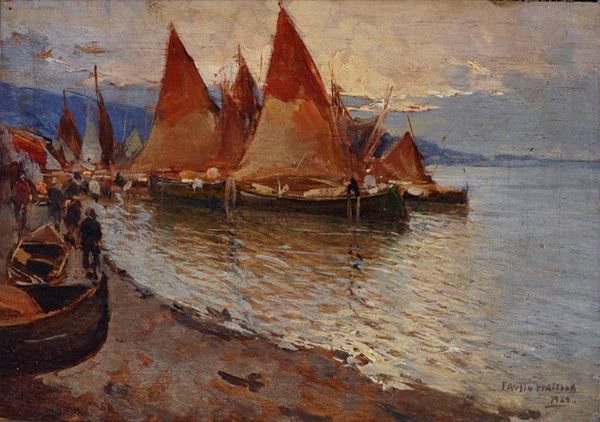 Fausto Pratella - Barche alla riva