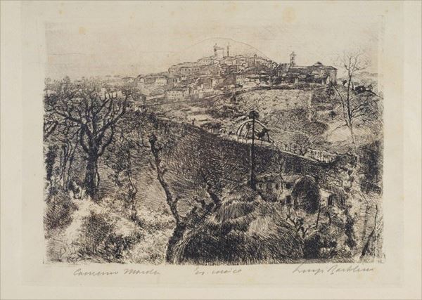 Luigi Bartolini : Camerino  (1926)  - Acquaforte - Asta Arte Moderna e Contemporanea - III - Galleria Pananti Casa d'Aste