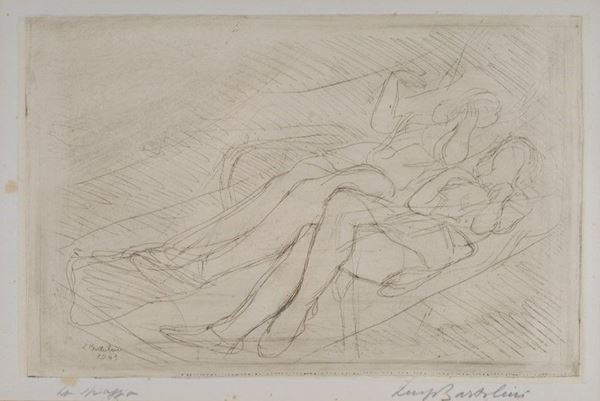 Luigi Bartolini : La spiaggia  (1941)  - Acquaforte - Asta Arte Moderna e Contemporanea - III - Galleria Pananti Casa d'Aste