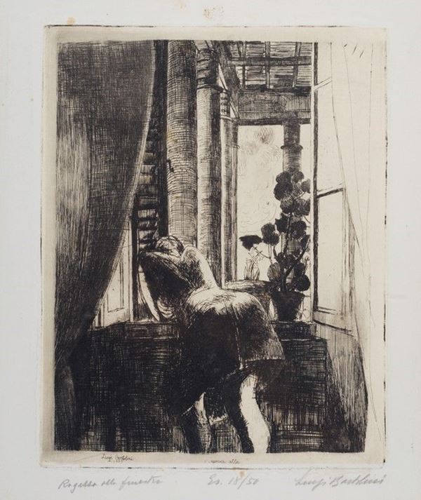 Luigi Bartolini : Ragazza alla finestra  - Auction Arte Moderna e Contemporanea - III - Galleria Pananti Casa d'Aste