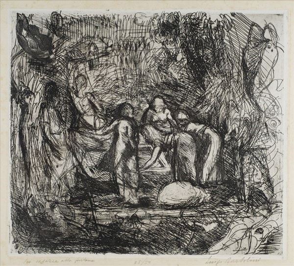 Luigi Bartolini : Sei ragazze alla fontana  - Auction Arte Moderna e Contemporanea - III - Galleria Pananti Casa d'Aste