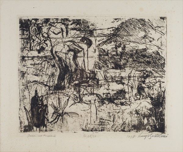 Luigi Bartolini : Donne nel Passirio  (1937)  - Acquaforte - Asta Arte Moderna e Contemporanea - III - Galleria Pananti Casa d'Aste