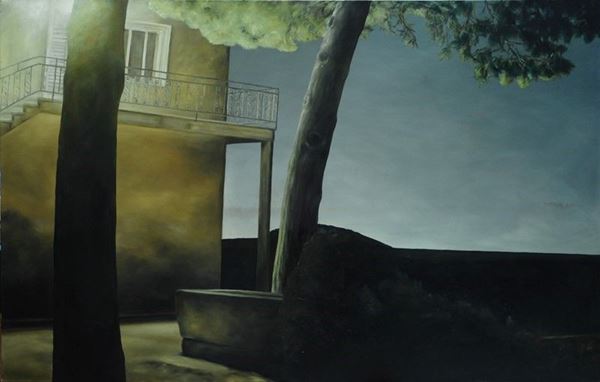 Fritz Baumgartner : Notturno casa  (2004)  - Olio su tela - Asta Arte Moderna e Contemporanea - IV - Galleria Pananti Casa d'Aste