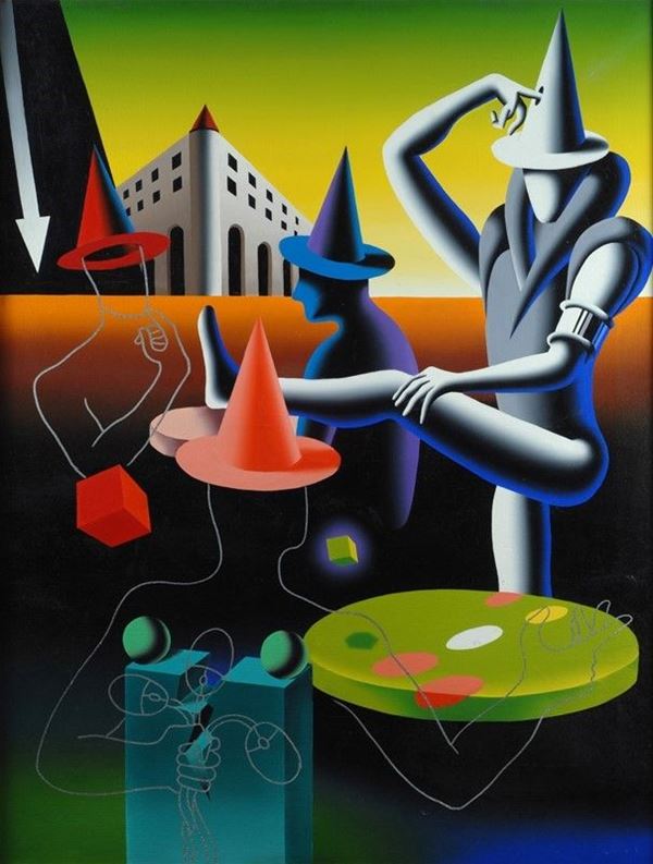 Mark Kostabi : The tumbling invisible now  - Auction Arte Moderna e Contemporanea - III - Galleria Pananti Casa d'Aste