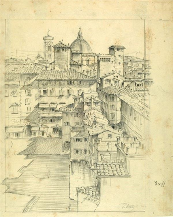 Emilio Mazzoni-Zarini : Ponte Vecchio  - Auction AUTORI DEL XIX E XX SEC - II - Galleria Pananti Casa d'Aste