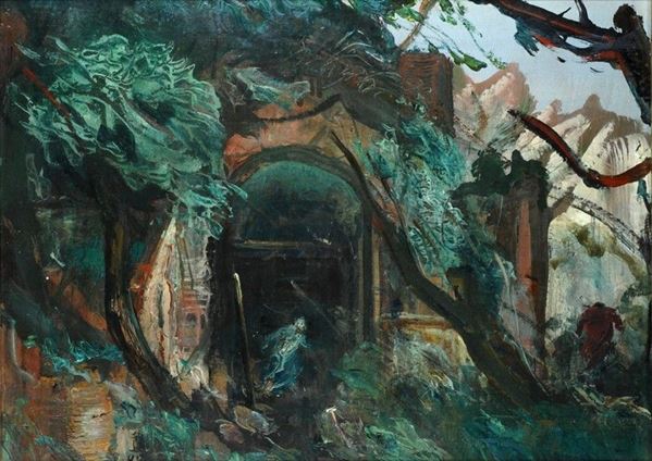 Pietro Annigoni : Il fantasma (casa abbandonata)  - Auction Arte Moderna e Contemporanea - III - Galleria Pananti Casa d'Aste