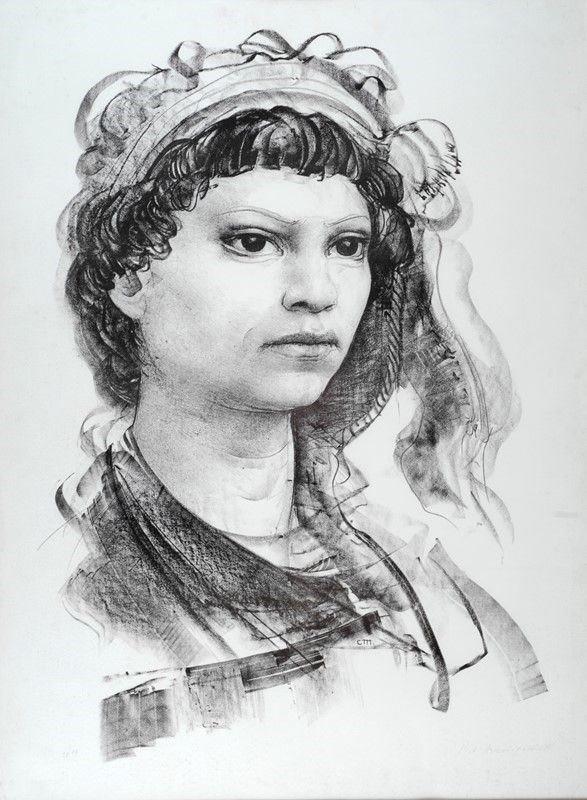 Pietro Annigoni : Volto di donna  - Serigrafia - Asta GRAFICA ED EDIZIONI - Galleria Pananti Casa d'Aste