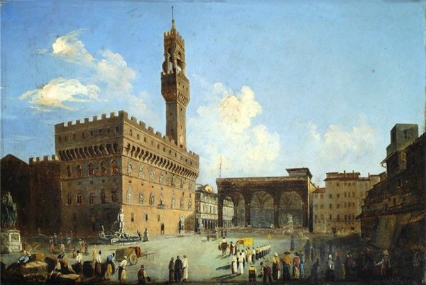 Anonimo, fine XVIII - inizio XIX sec. - Veduta di Piazza della Signoria