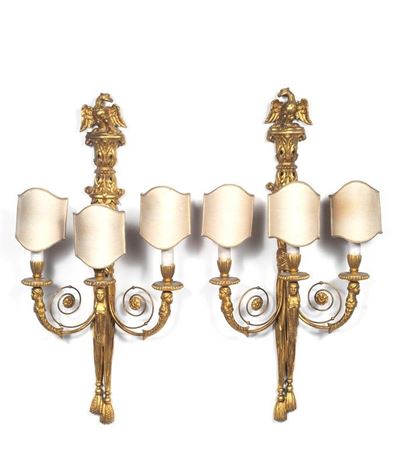 Coppia di Appliques a Tre Luci
