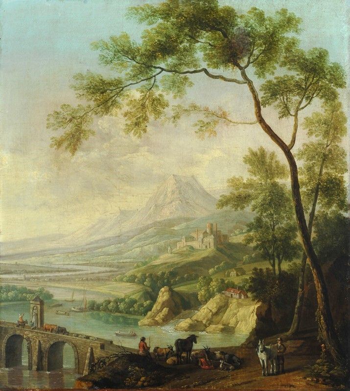 Scuola Fiamminga, XVIII - XIX Sec. - Paesaggio con Figure e Armenti