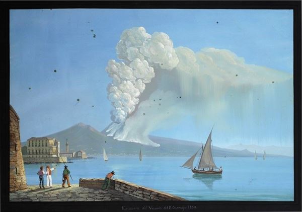 Anonimo, XIX sec. : Eruzione del vesuvio   - Auction Orologi, Antiquariato - I - Galleria Pananti Casa d'Aste