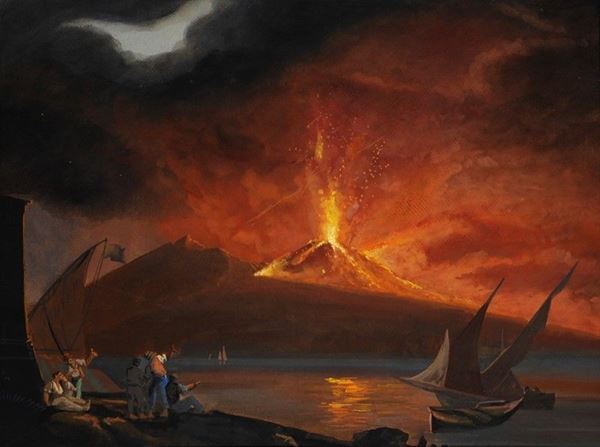 Anonimo, XIX sec. : Eruzione del Vesuvio.  - Auction Orologi, Antiquariato - I - Galleria Pananti Casa d'Aste